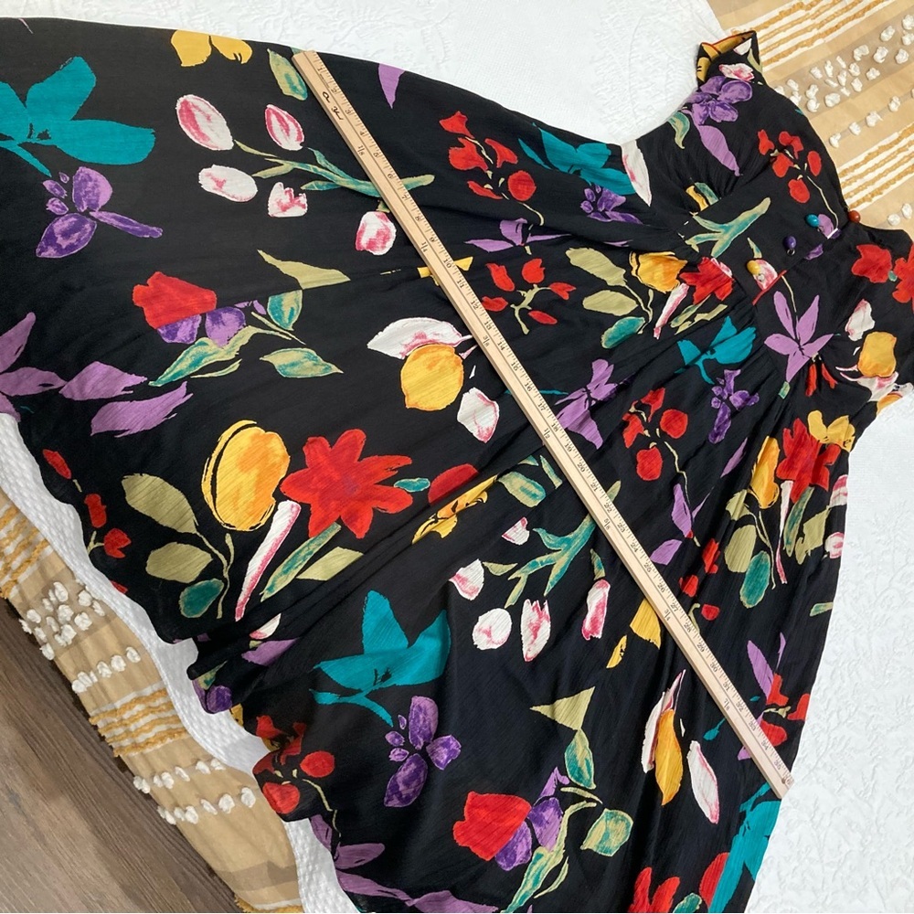 Vintage 90s Carole Little bright floral Artsy maxi dress size 16 - Picture 11 of 15